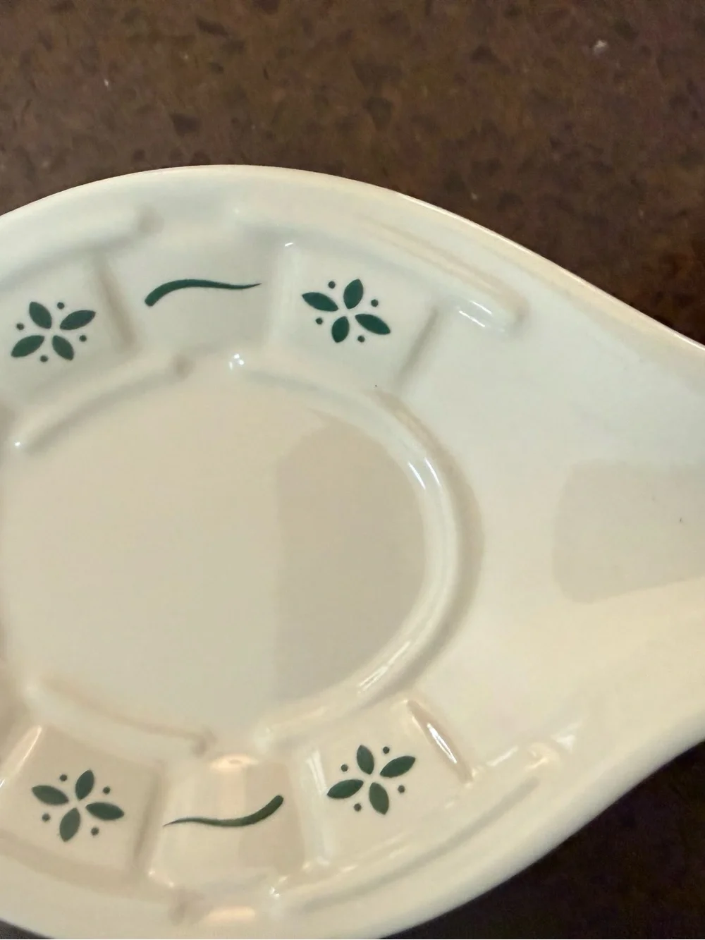 Longaberger Ceramic Spoon Rests with Blue and Green Floral Accents